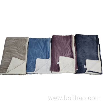 solid flannel and sherpa fleece composite fleece blanket for winter